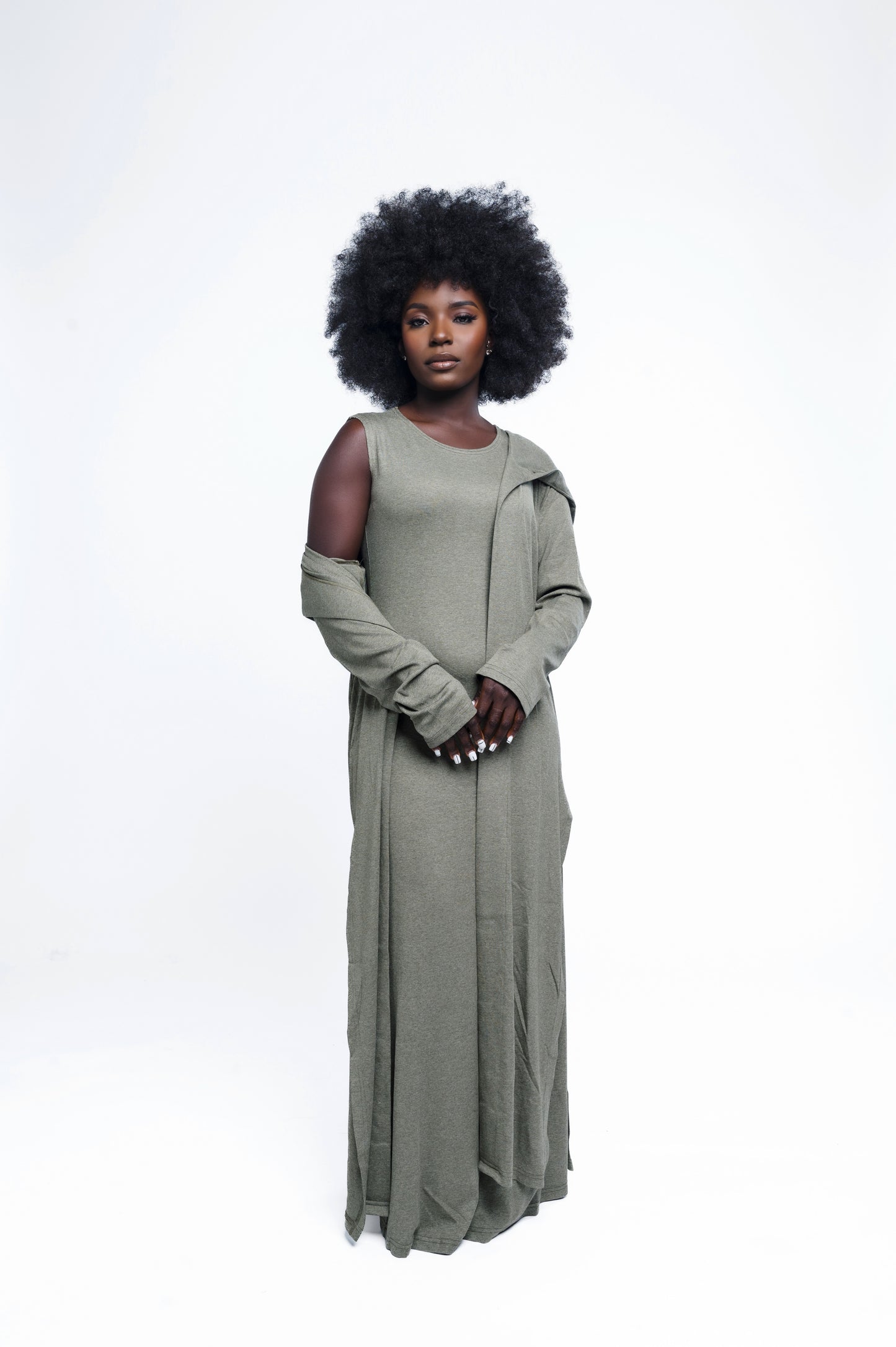 GRACE DRESS SET - KHAKI