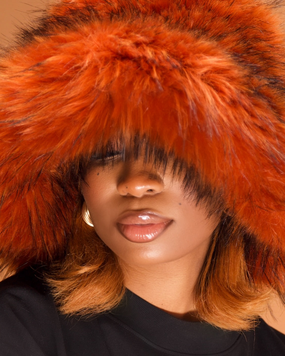 GLORY FUR BUCKET HAT - ORANGE